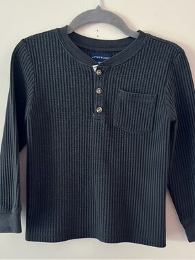 ANDY & EVAN Grey Henley 3 Button Long Sleeved Sweater with Pocket